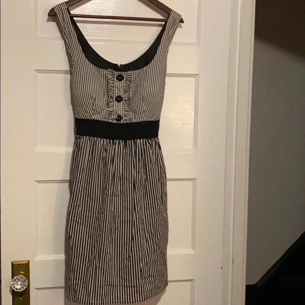 Black and white striped dress